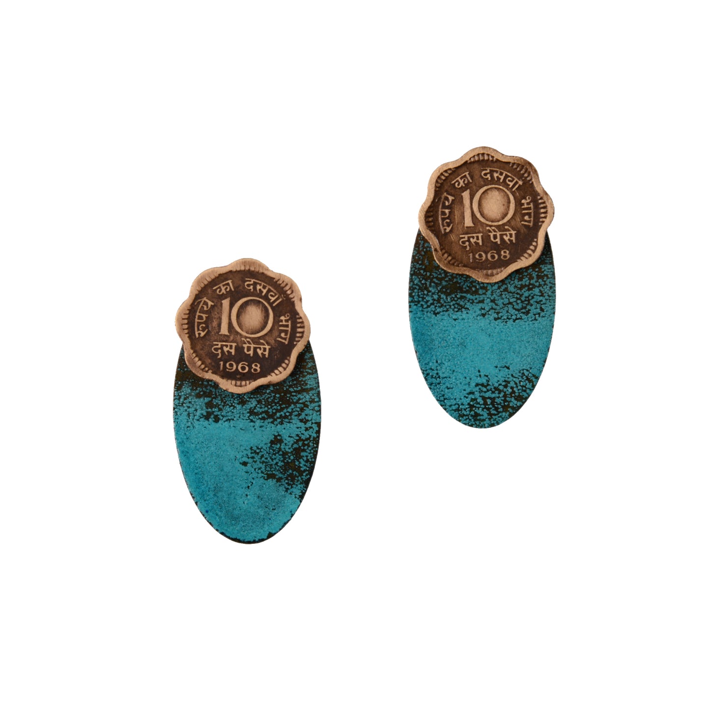 10 paise patina-oval earjackets