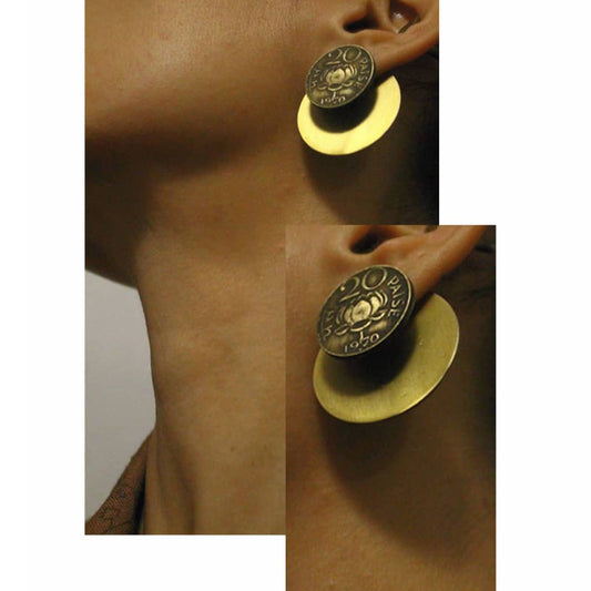 20 paise brass-circle earjackets