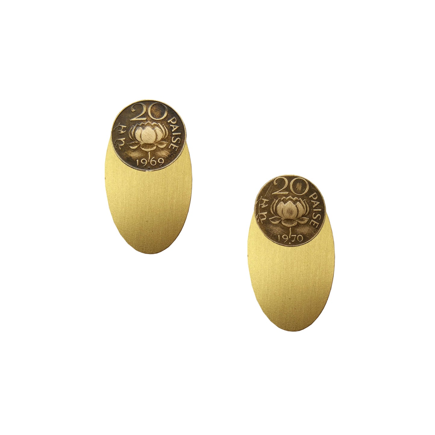 20 paise brass oval earjackets